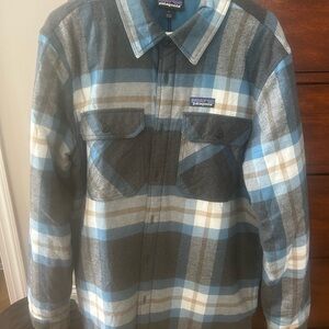 Patagonia Gray and Blue Checkered Shirt
